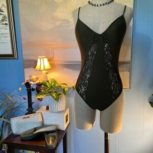 Mossimo Supply Co. Olive Green One-Piece Swimsuit with Lace Insets